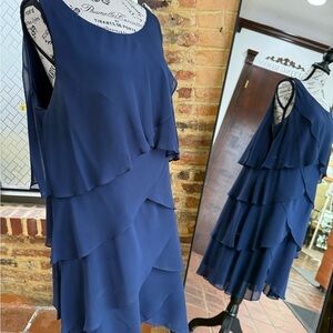 S.L. Fashions Navy Tiered Midi Dress